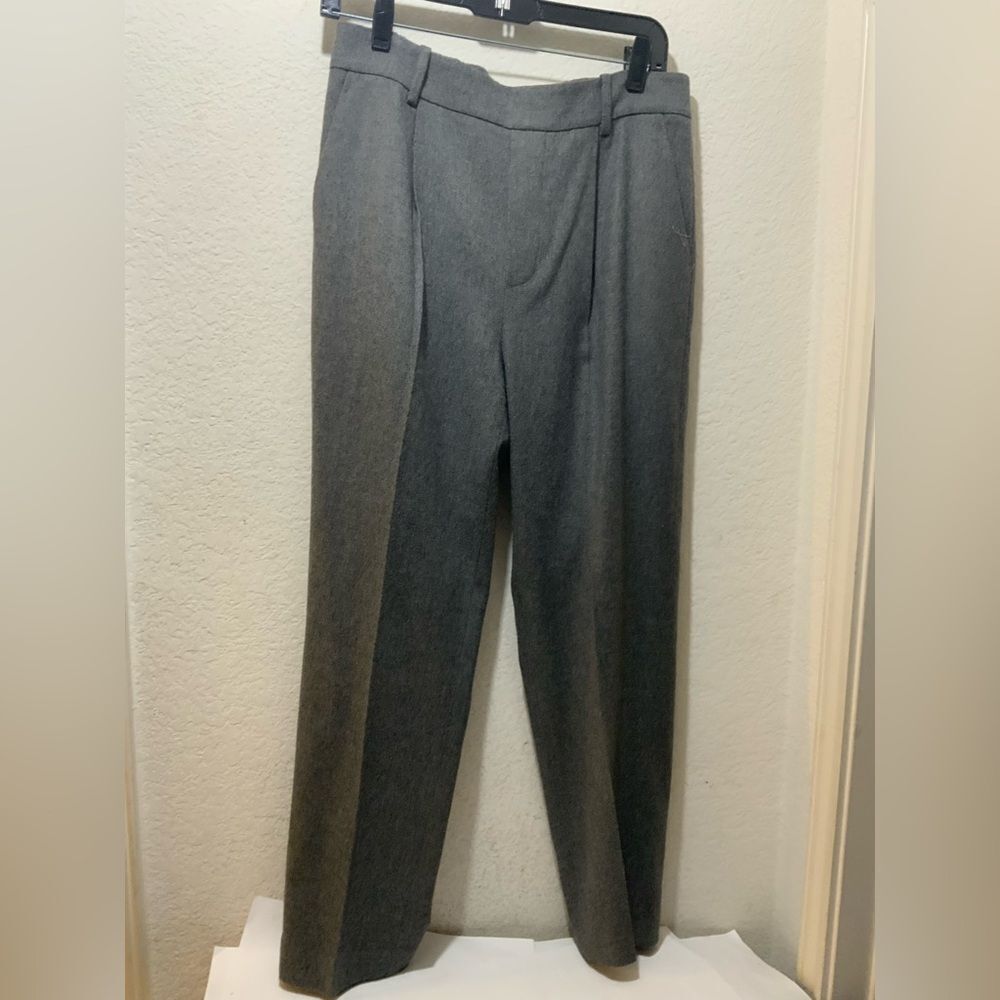 Vince Womens Medium Gray Brushed Wool blend Mid Rise Straight Leg Trouser Italy